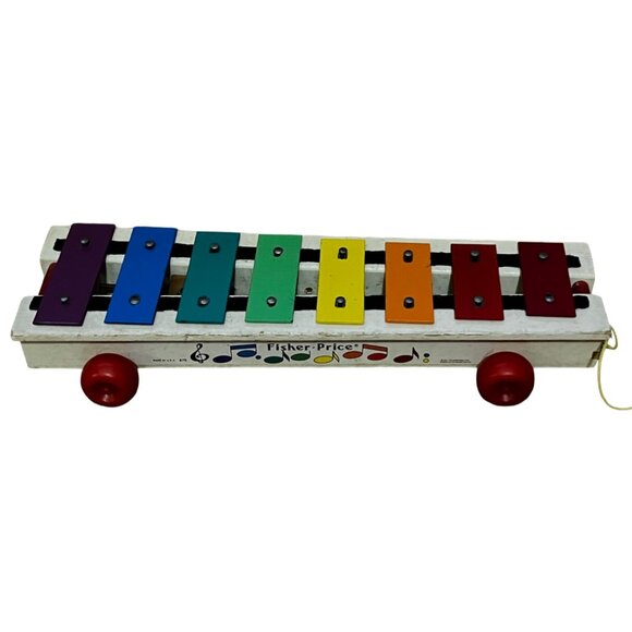 Vintage Fisher Price Pull Along Xylophone 1978 Retro Nursery Toy Musical Collect - Picture 2 of 7